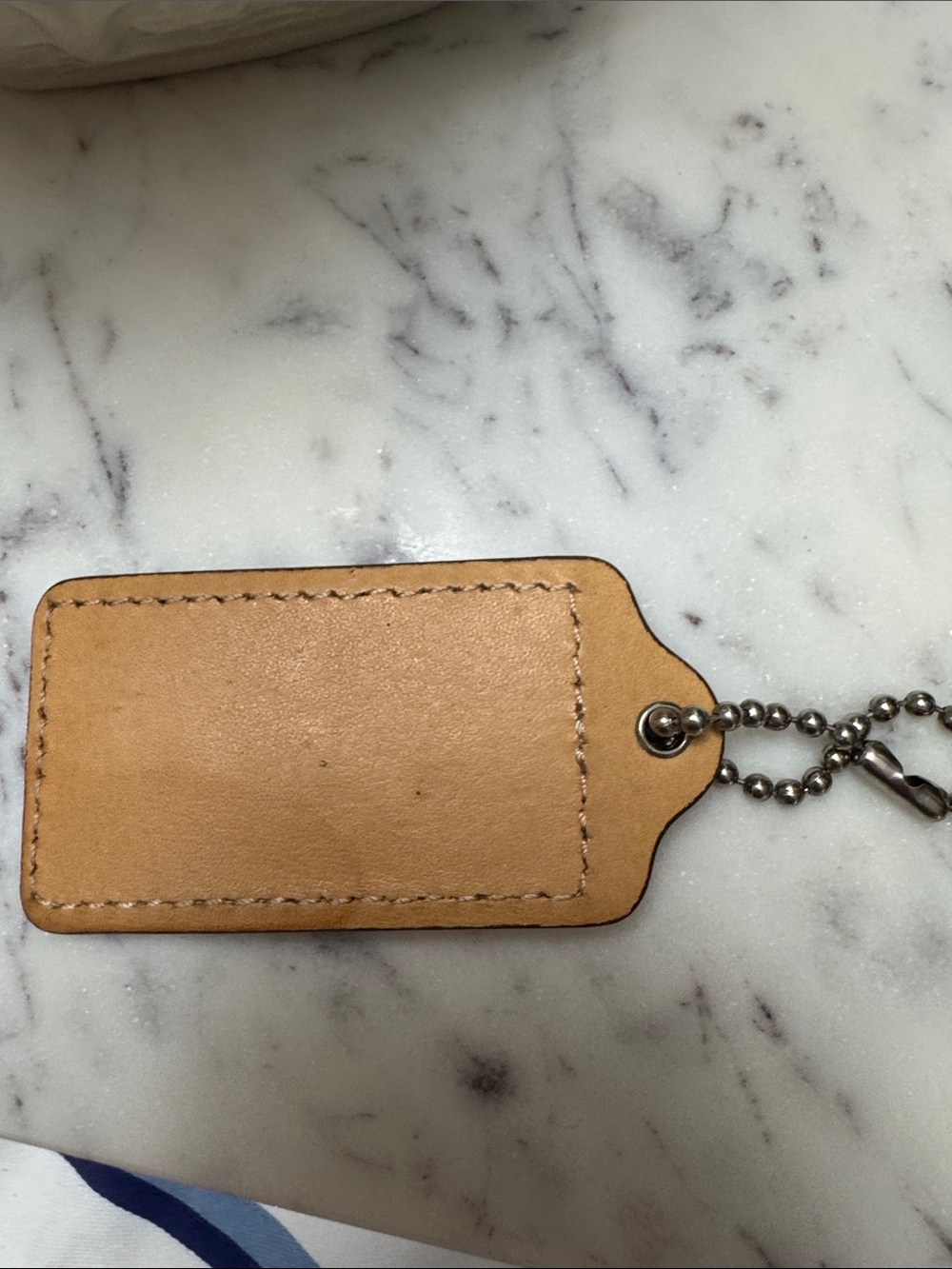 Coach Tan Leather Luggage Tag with Silver Chain - Picture 2 of 6